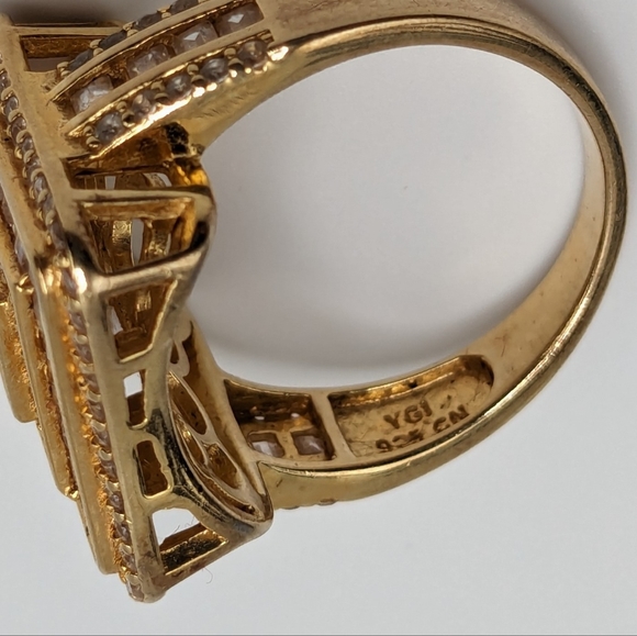 PRICE DROP -18k Gold and Cubic Zirconia Ring, 18k over silver, 925 NWOT - Picture 7 of 10
